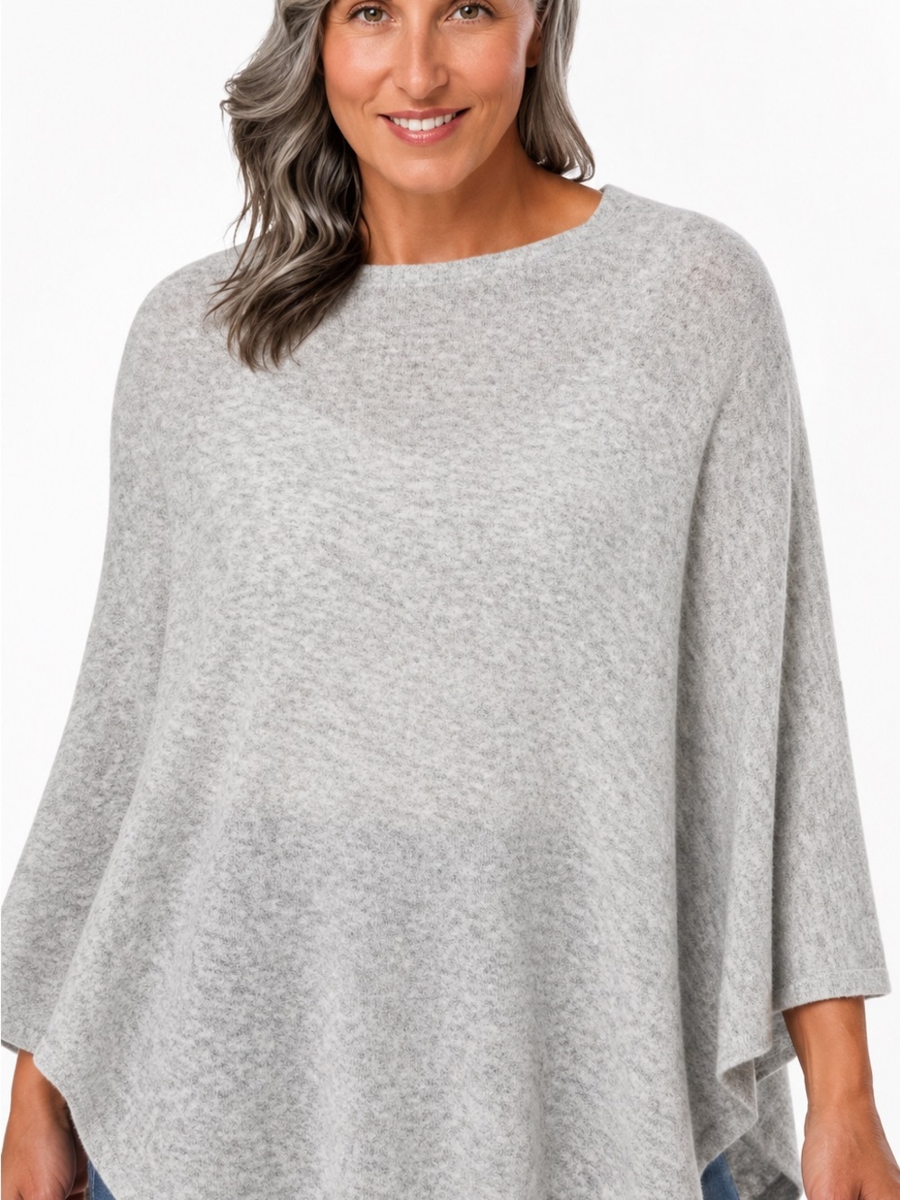 J. Crew Light Gray Knit Asymmetrical Poncho